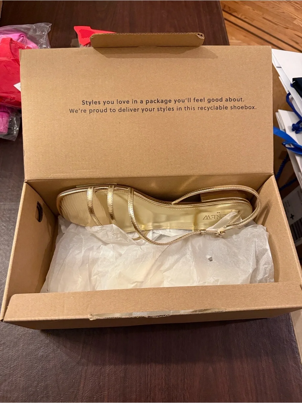 J. Crew Metallic Gold Strappy Slingback Sandals